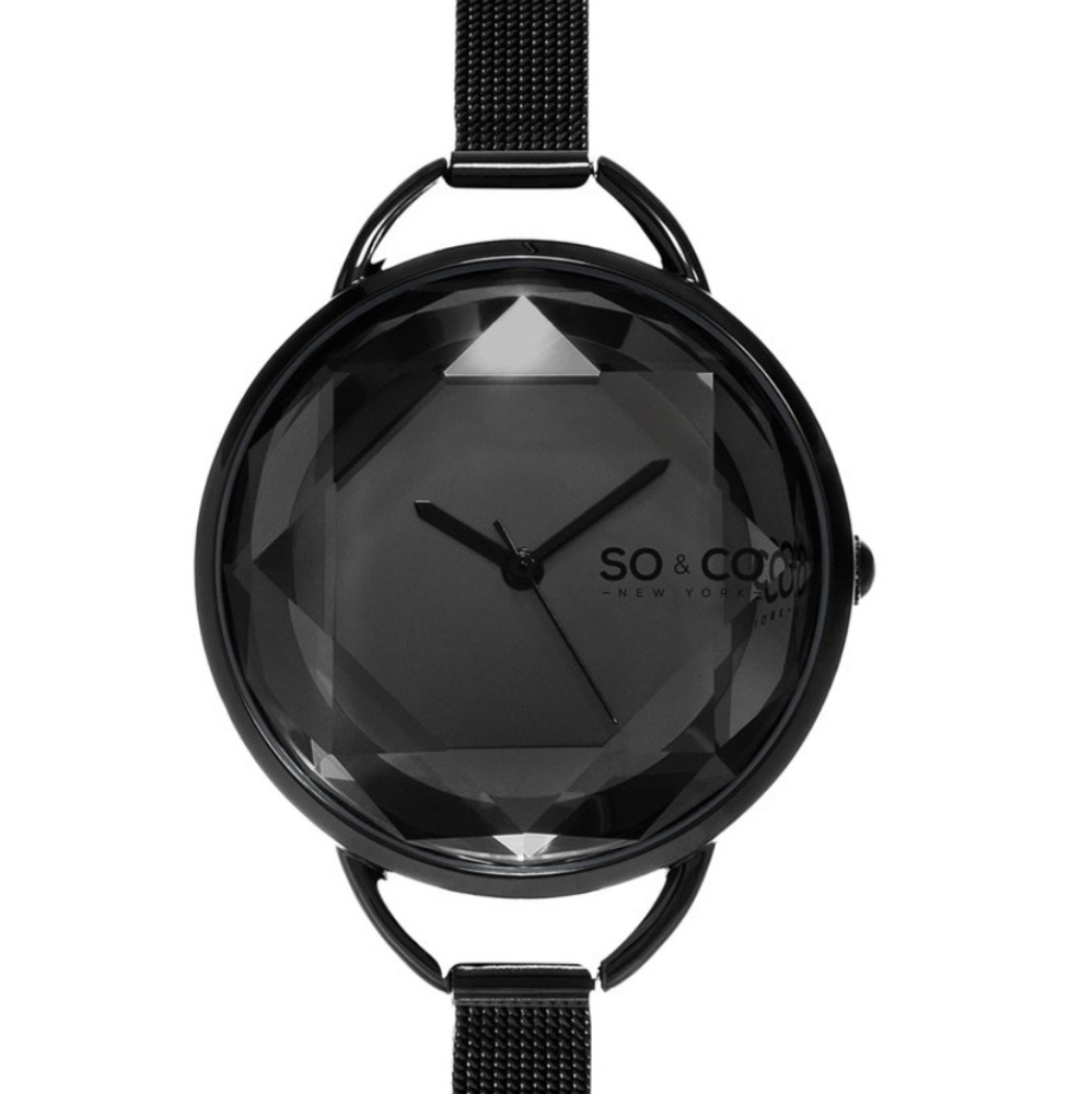 SO&CO New York Women's Black SoHo Mesh Watch